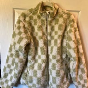 Checkered fleece jacket